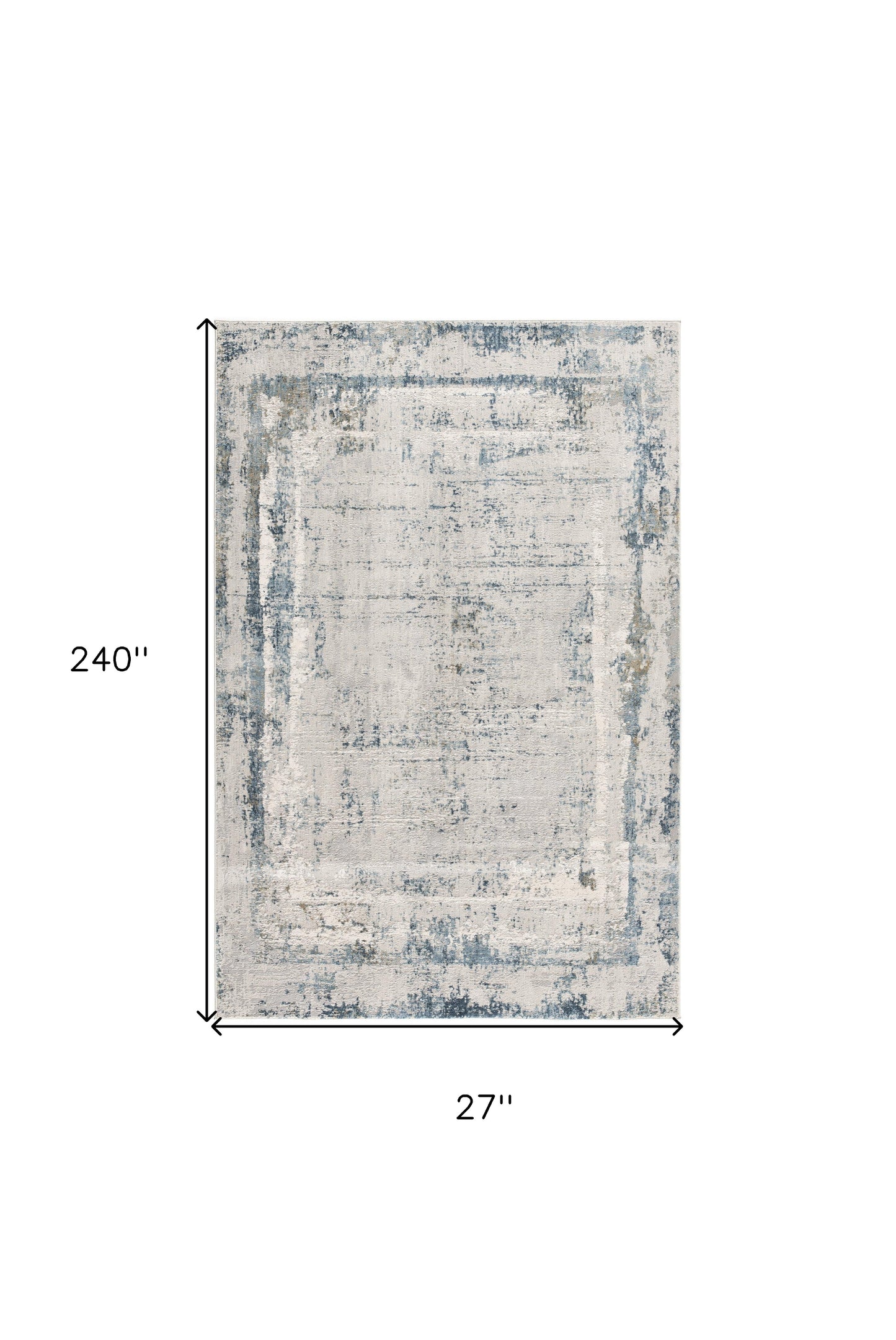 20' Blue and Gray Abstract Washable Non Skid Area Rug