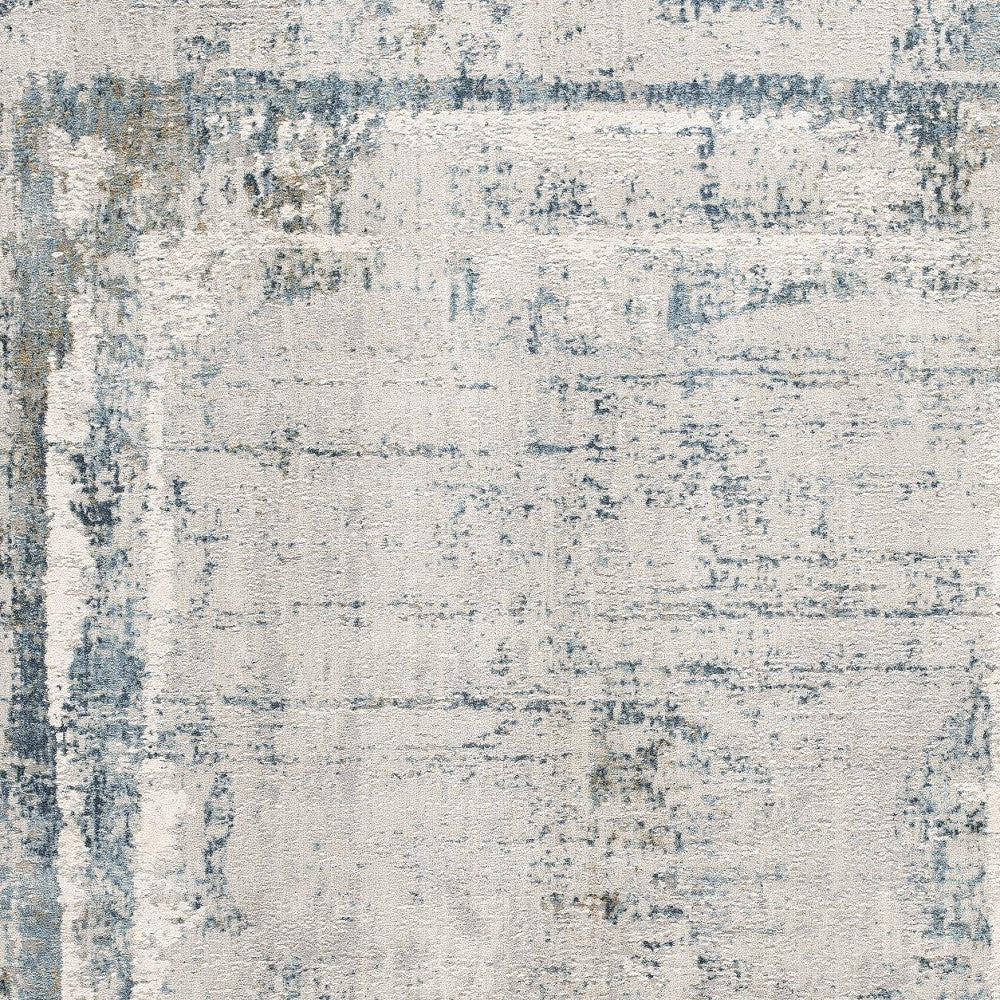 20' Blue and Gray Abstract Washable Non Skid Area Rug