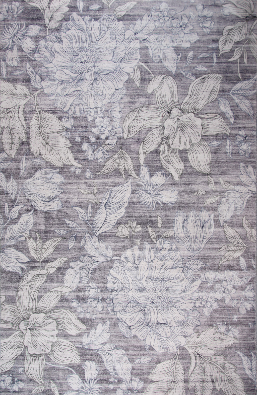 4' x 6' Gray and Beige Floral Area Rug