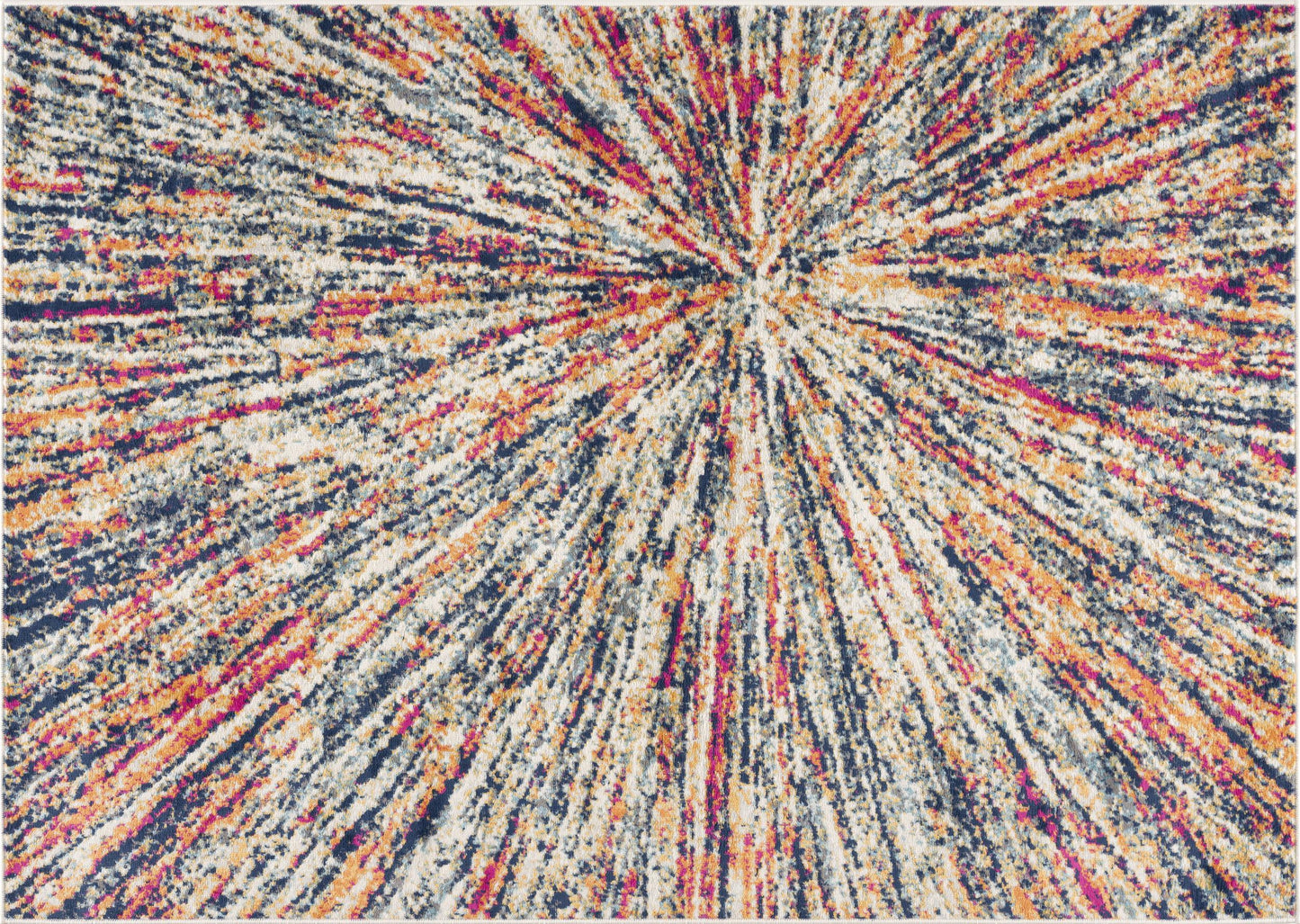 2' x 3' Ivory Blue and Orange Abstract Washable Non Skid Area Rug