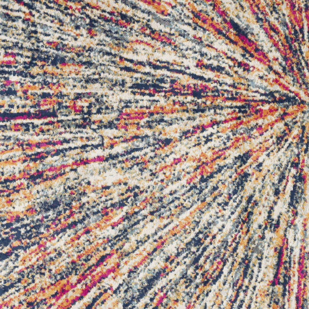 2' x 3' Ivory Blue and Orange Abstract Washable Non Skid Area Rug
