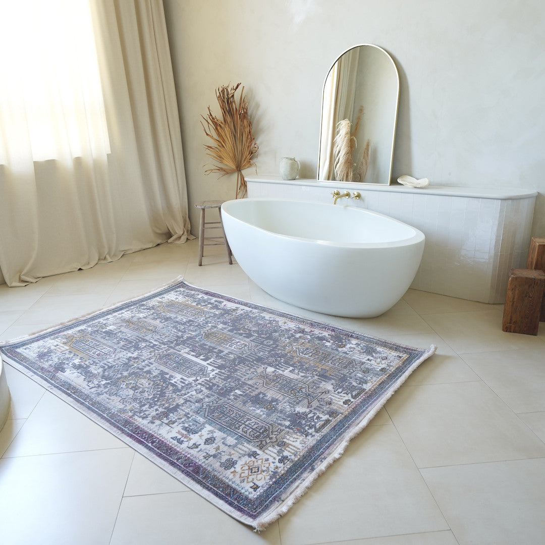 9' x 12' Brown and Ivory Oriental Power Loom Washable Non Skid Area Rug
