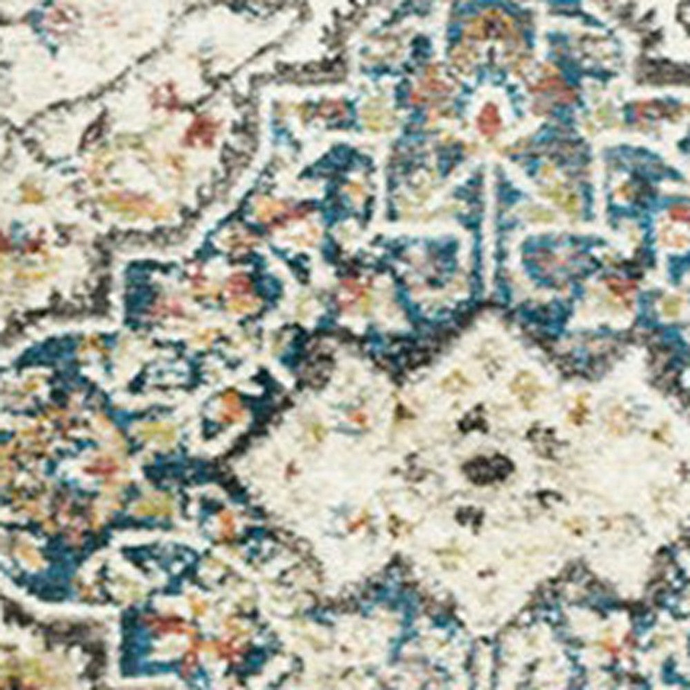 8' x 10' Beige Oriental Distressed Area Rug With Fringe