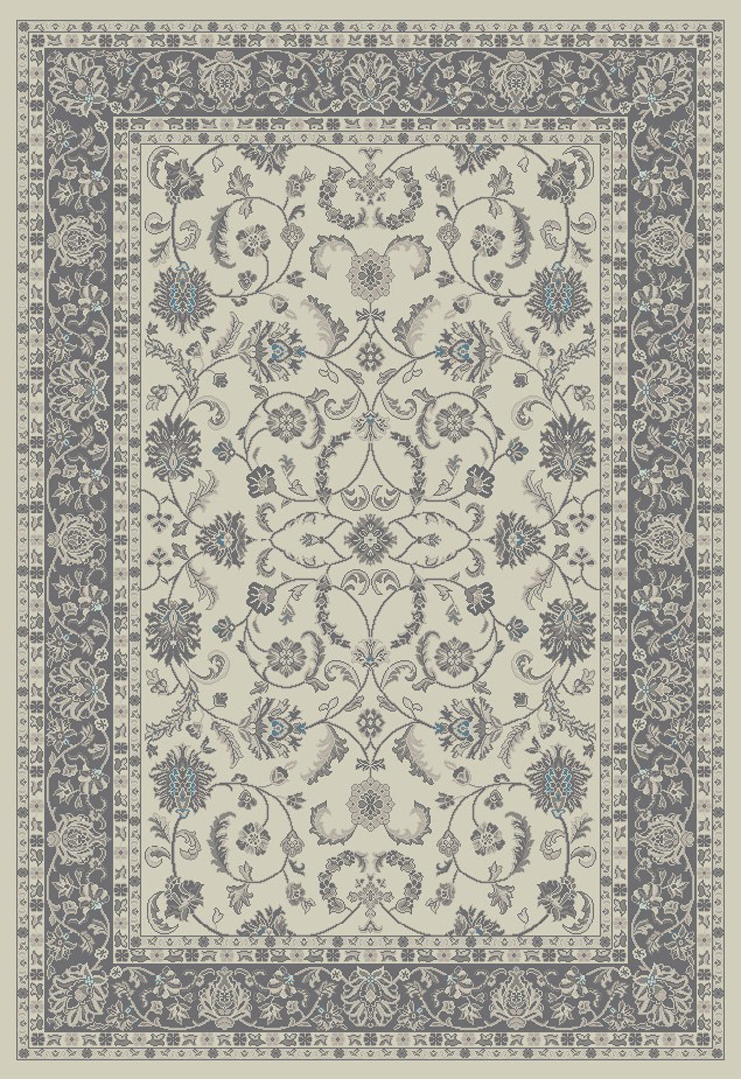 5' x 8' Ivory and Gray Oriental Area Rug