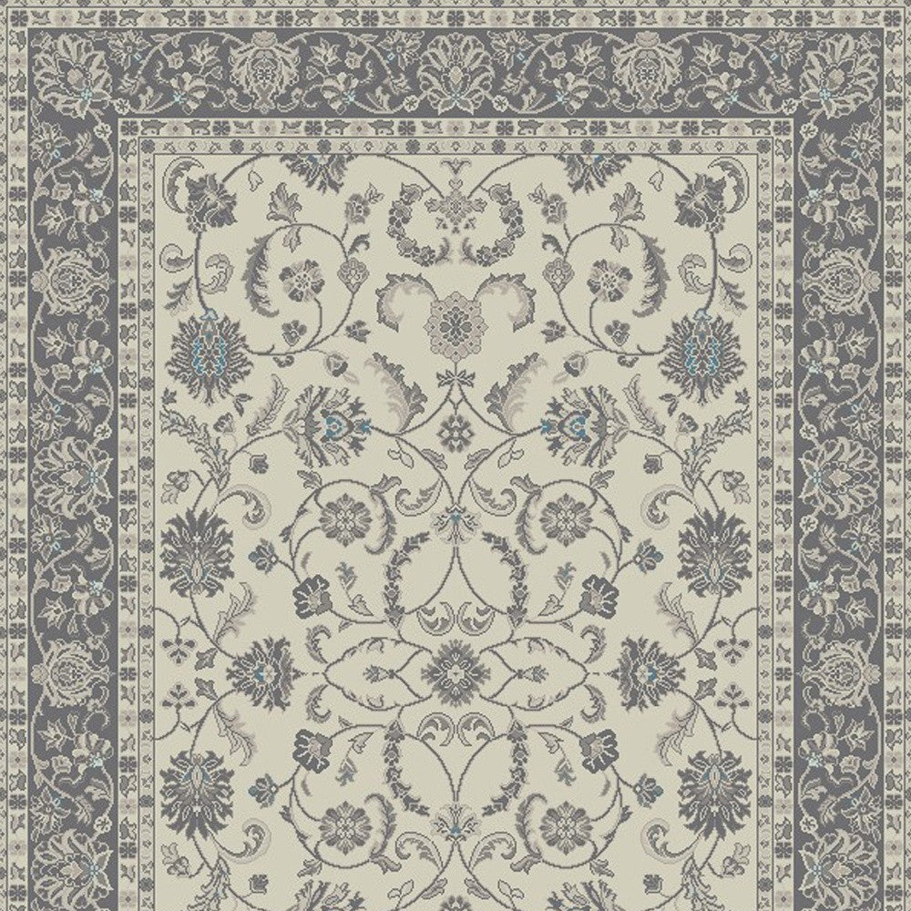 5' x 8' Ivory and Gray Oriental Area Rug