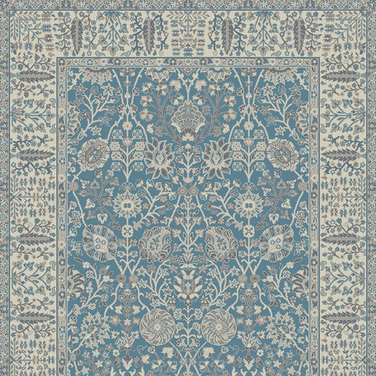 8' x 10' Blue and Ivory Oriental Area Rug