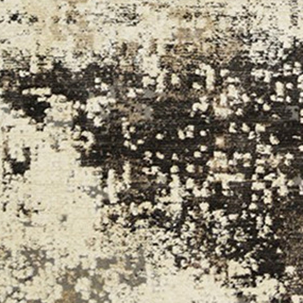 8' x 10' Black Abstract Distressed Area Rug With Fringe
