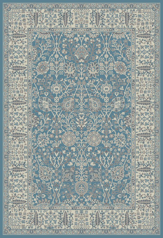 5' x 8' Blue and Ivory Oriental Area Rug