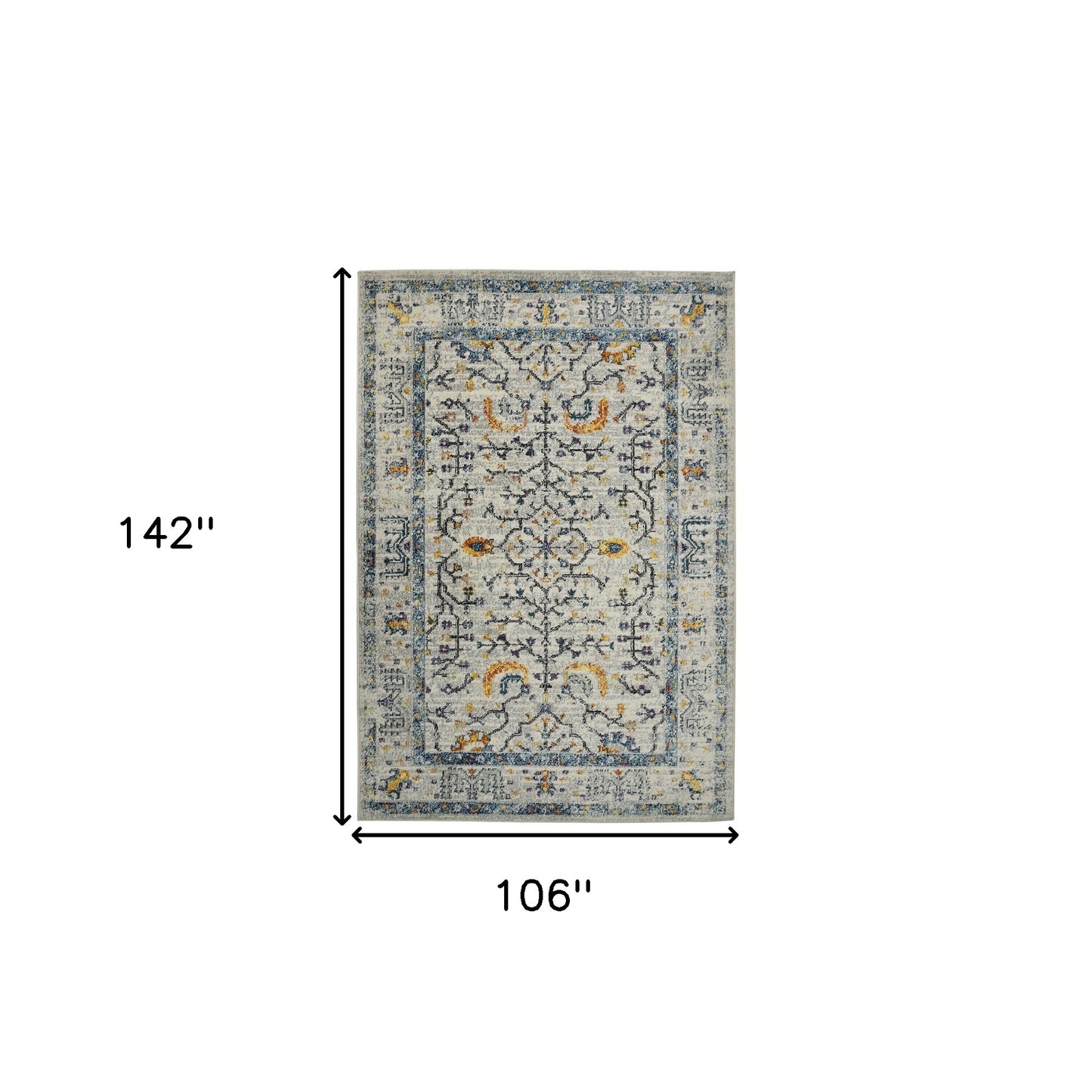 9' x 12' Yellow and Ivory Southwestern Stain Resistant Indoor Outdoor Area Rug