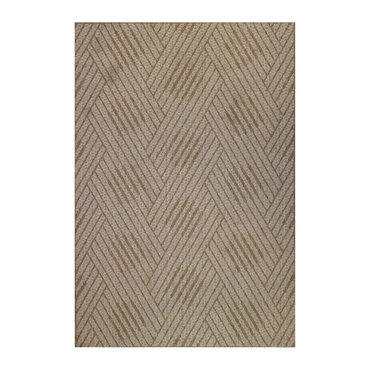 8' Runner Beige Geometric Stain Resistant Indoor Outdoor Runner Rug