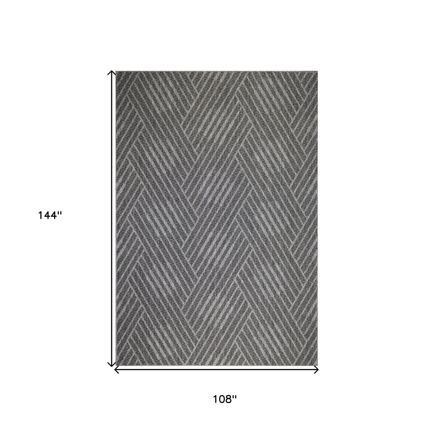 9' x 12' Gray and Blue Geometric Stain Resistant Indoor Outdoor Area Rug