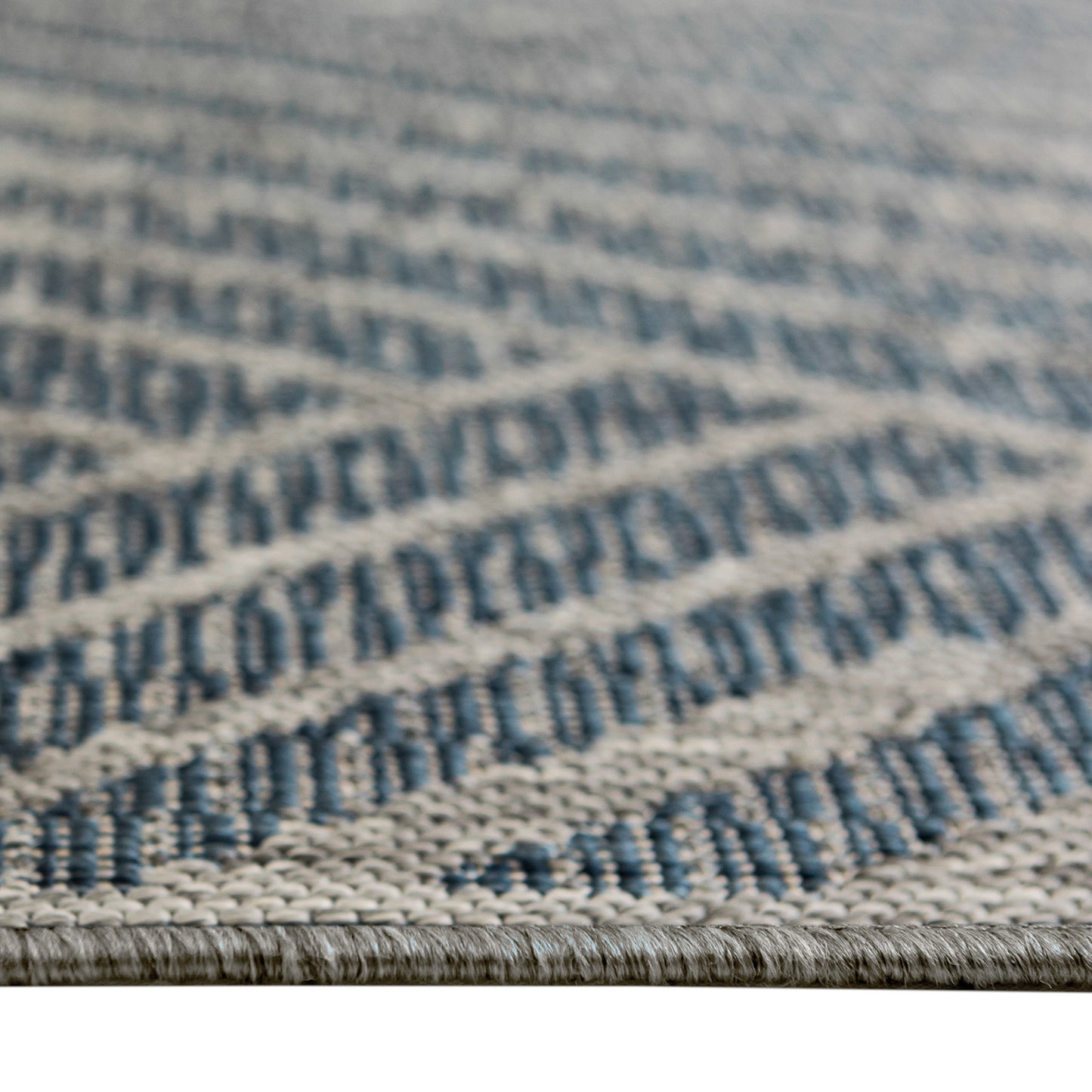 9' x 12' Gray and Blue Geometric Stain Resistant Indoor Outdoor Area Rug