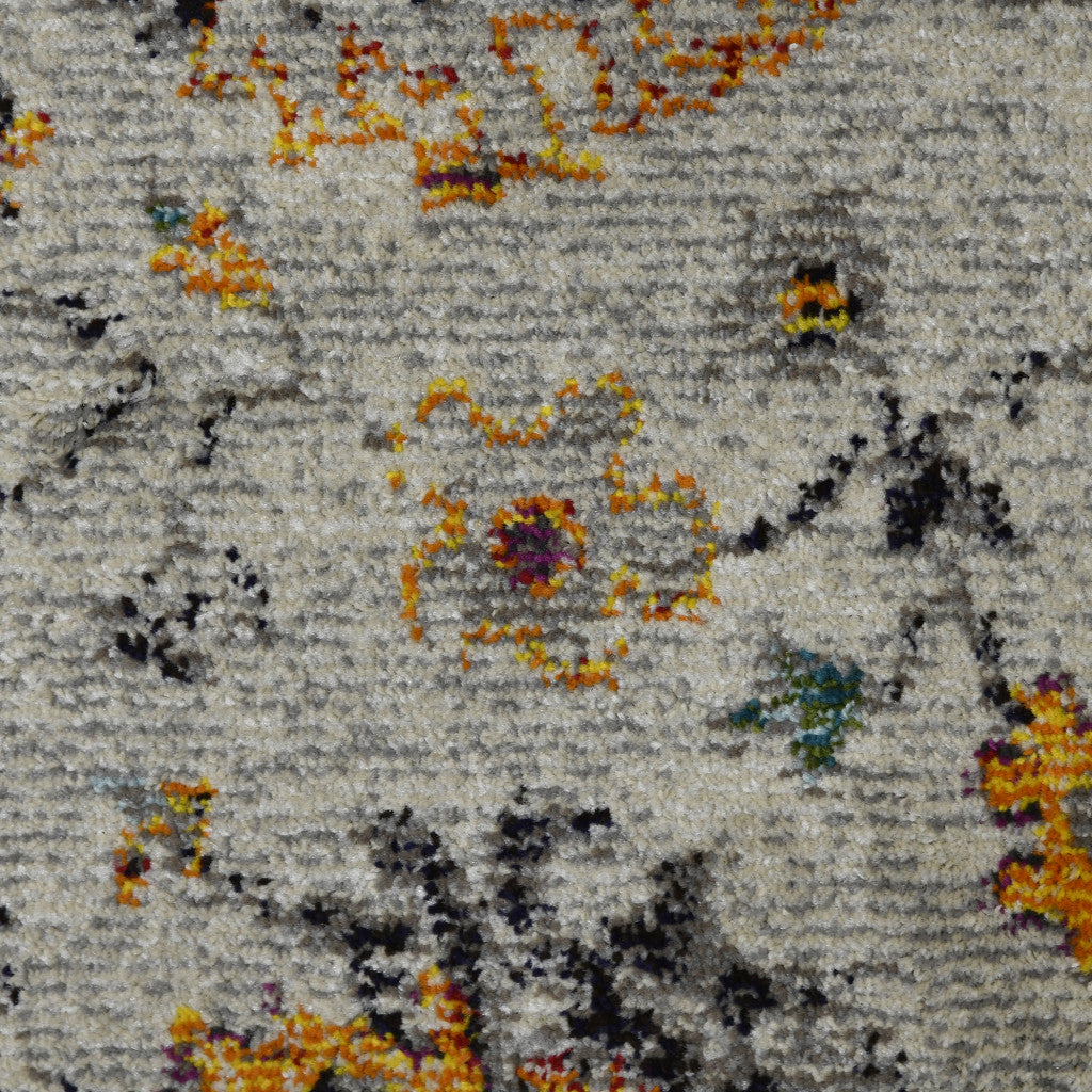 3' X 5' Blue and Orange Floral Power Loom Area Rug