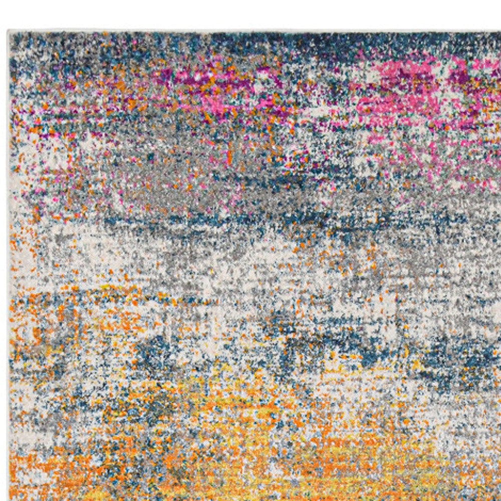 3' X 5' Pink and Orange Abstract Power Loom Area Rug