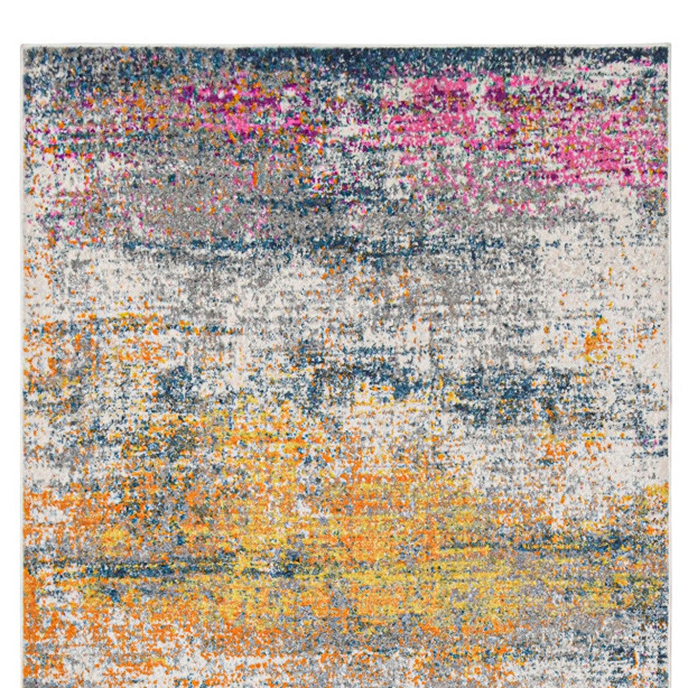 3' X 5' Pink and Orange Abstract Power Loom Area Rug