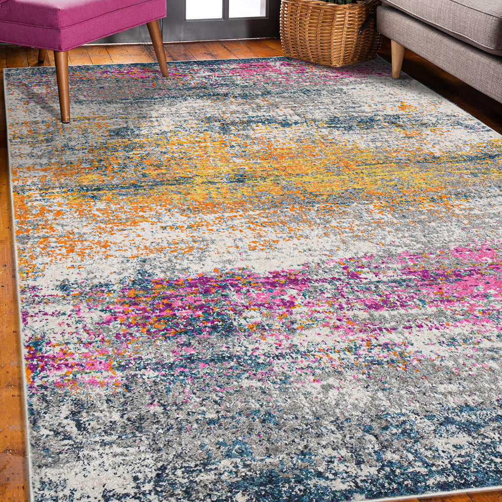 3' X 5' Pink and Orange Abstract Power Loom Area Rug