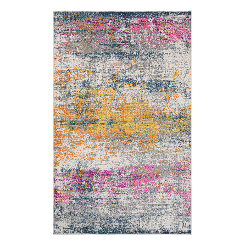 3' X 5' Pink and Orange Abstract Power Loom Area Rug