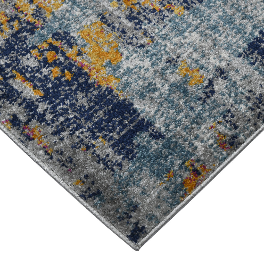 3' X 5' Blue and Orange Abstract Power Loom Area Rug