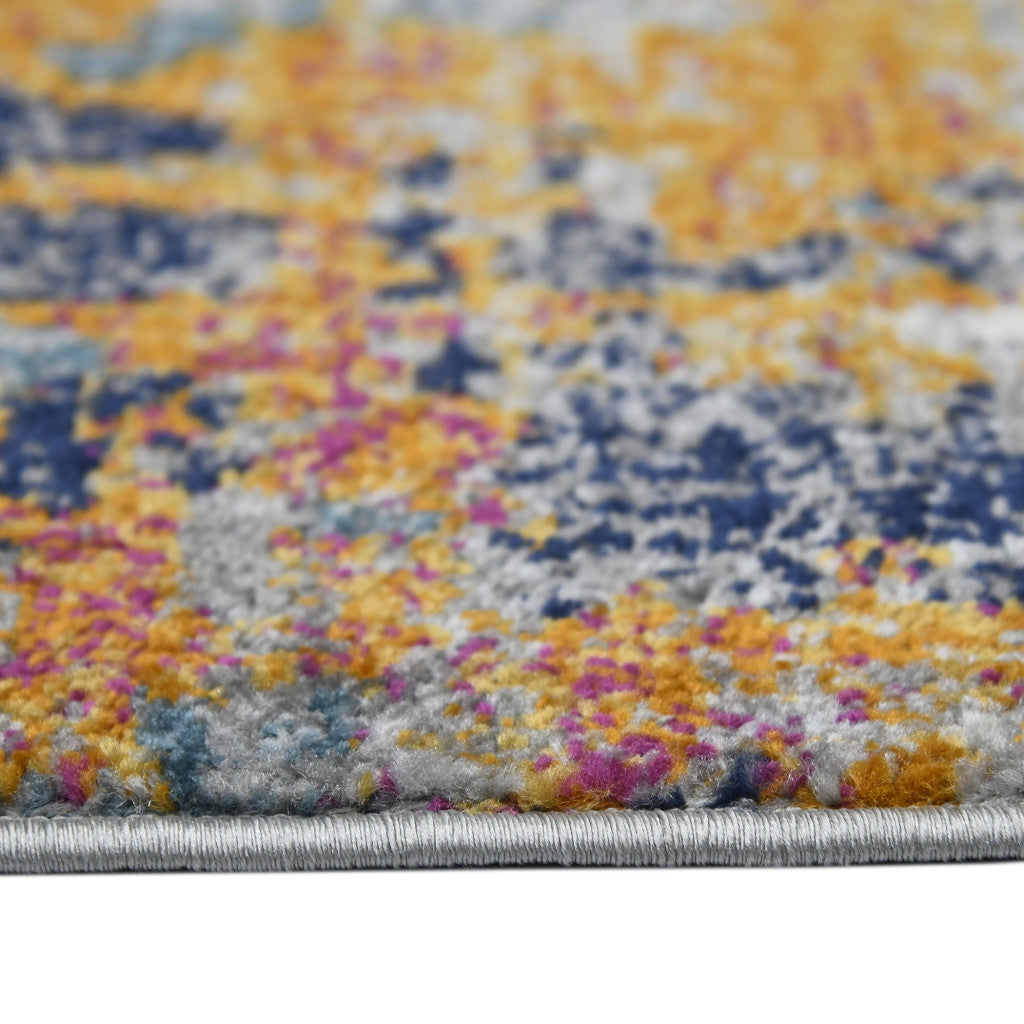 3' X 5' Blue and Orange Abstract Power Loom Area Rug