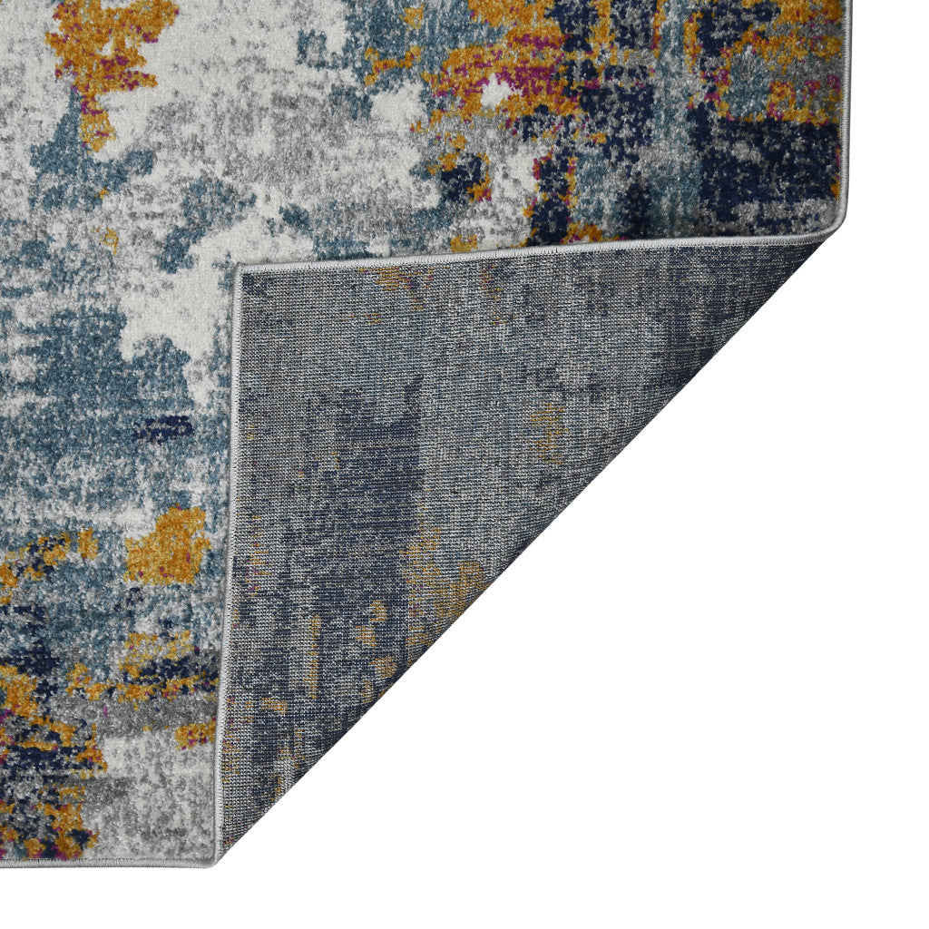 3' X 5' Blue and Orange Abstract Power Loom Area Rug