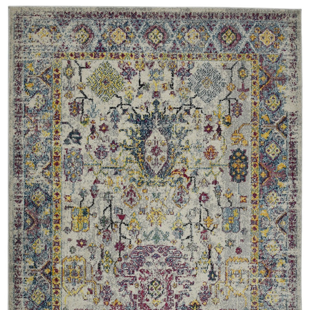 3' X 5' Gray Floral Power Loom Area Rug