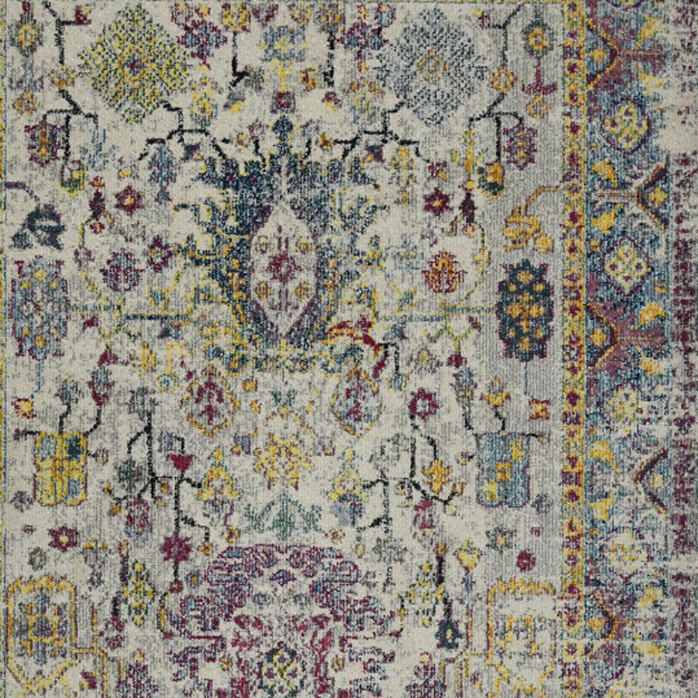 3' X 5' Gray Floral Power Loom Area Rug