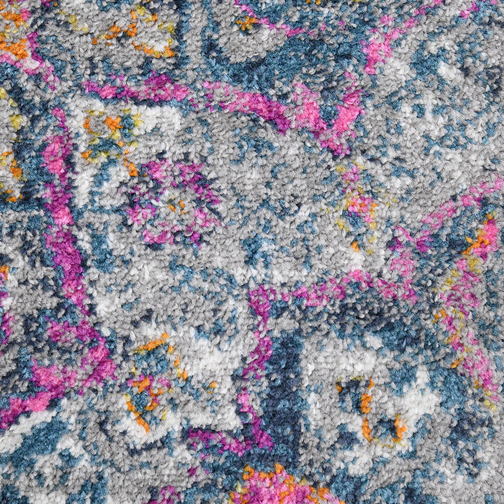 8' Pink Medallion Power Loom Runner Rug