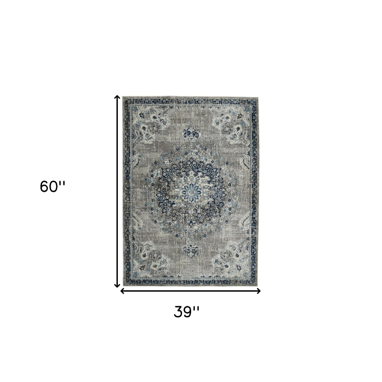 3' X 5' Teal Blue Medallion Power Loom Area Rug