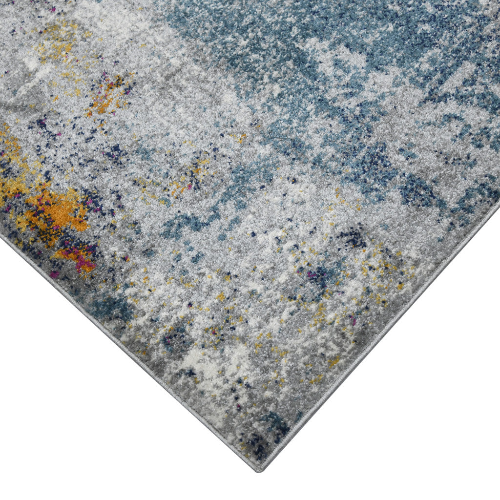 3' X 5' Blue and Pink Abstract Power Loom Area Rug