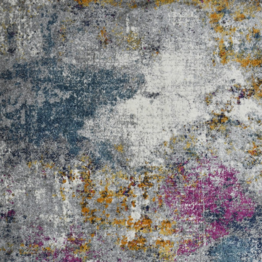 3' X 5' Blue and Pink Abstract Power Loom Area Rug