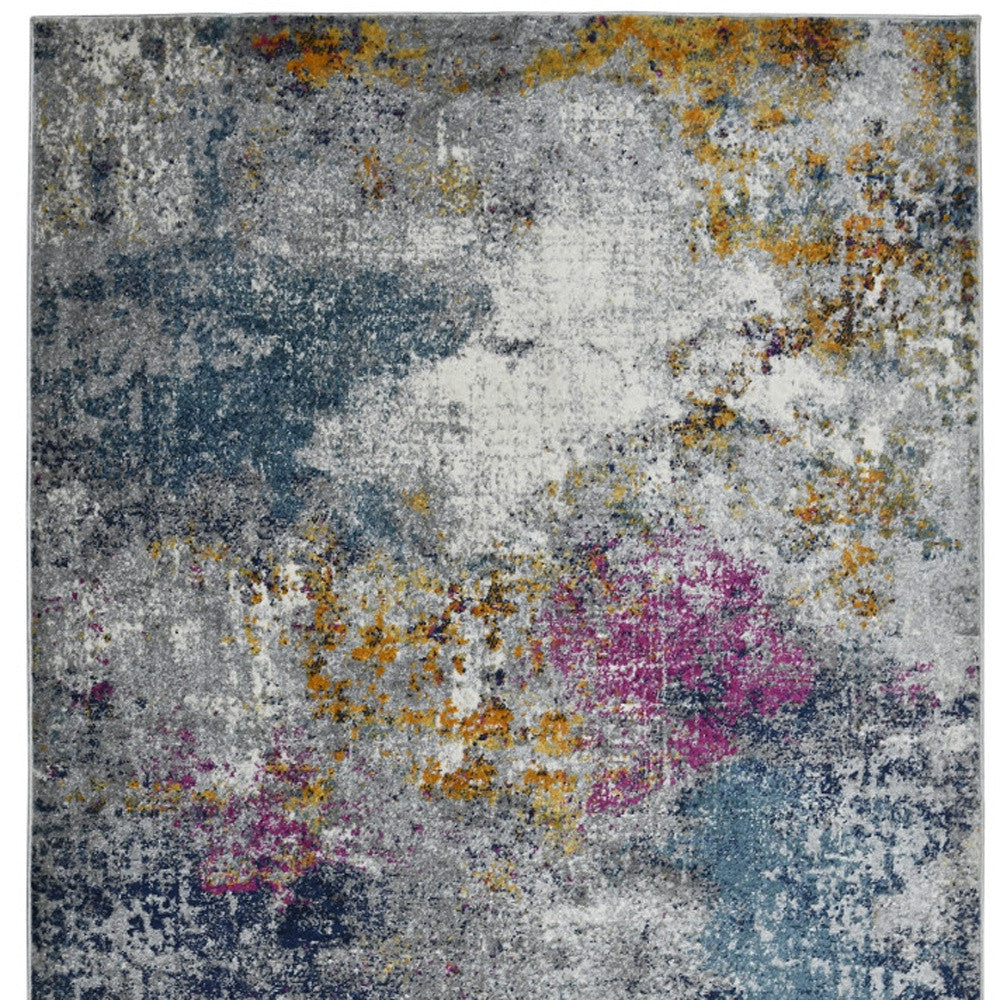 3' X 5' Blue and Pink Abstract Power Loom Area Rug