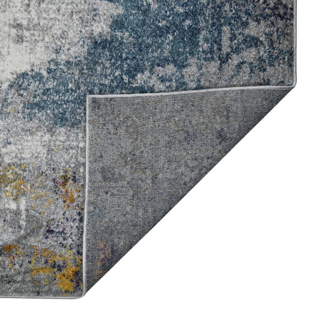 3' X 5' Blue and Pink Abstract Power Loom Area Rug