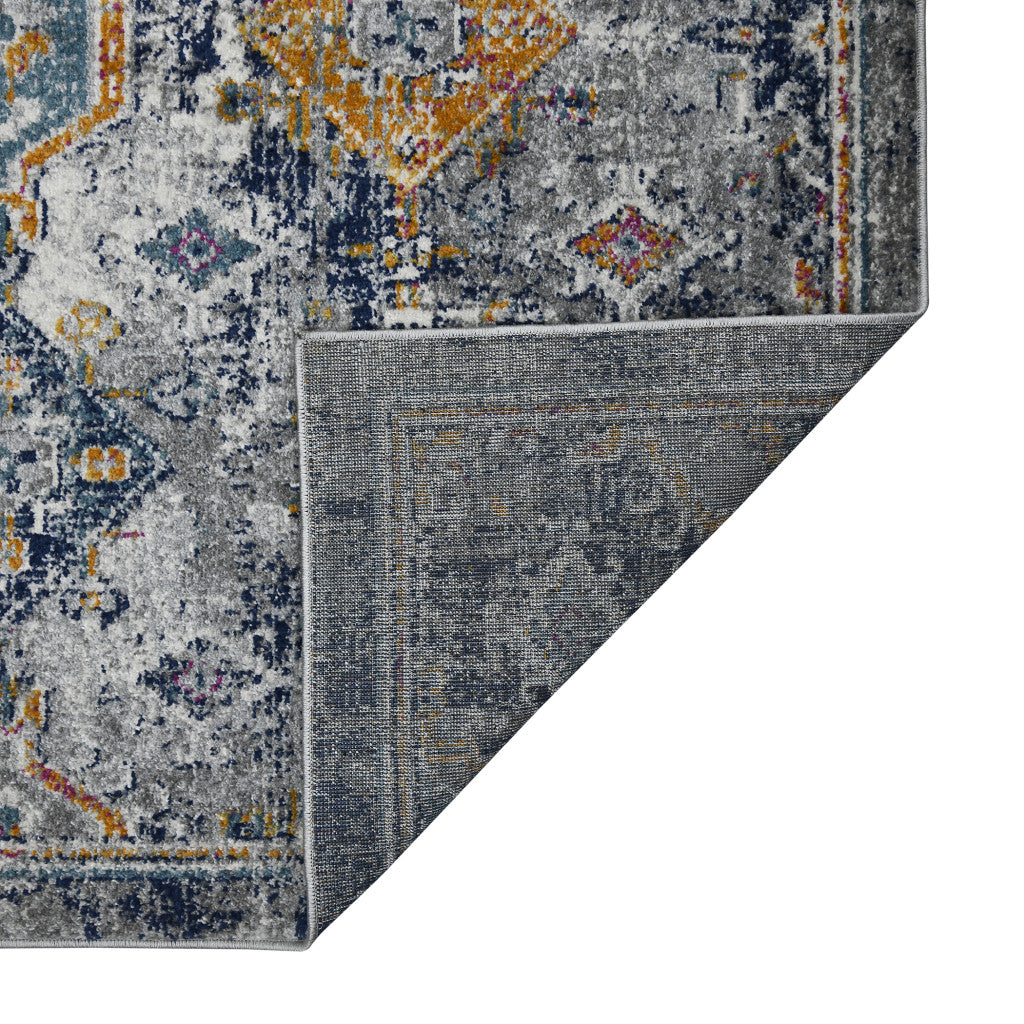 3' X 5' Blue and Orange Geometric Power Loom Area Rug