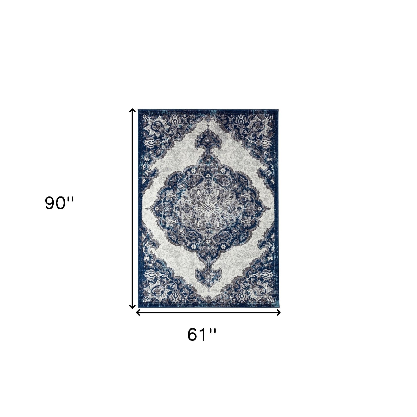 5' x 7' Blue and Gray Medallion Power Loom Area Rug