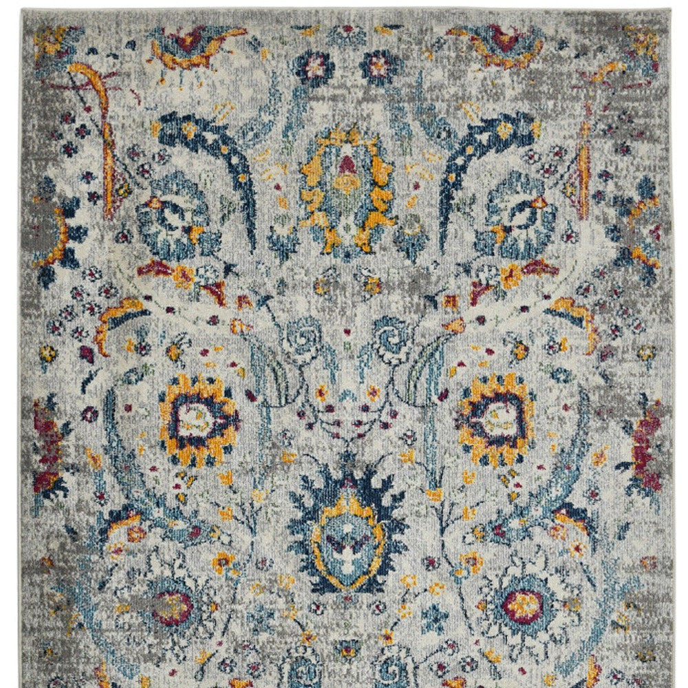 3' X 5' Orange and Ivory Floral Power Loom Area Rug