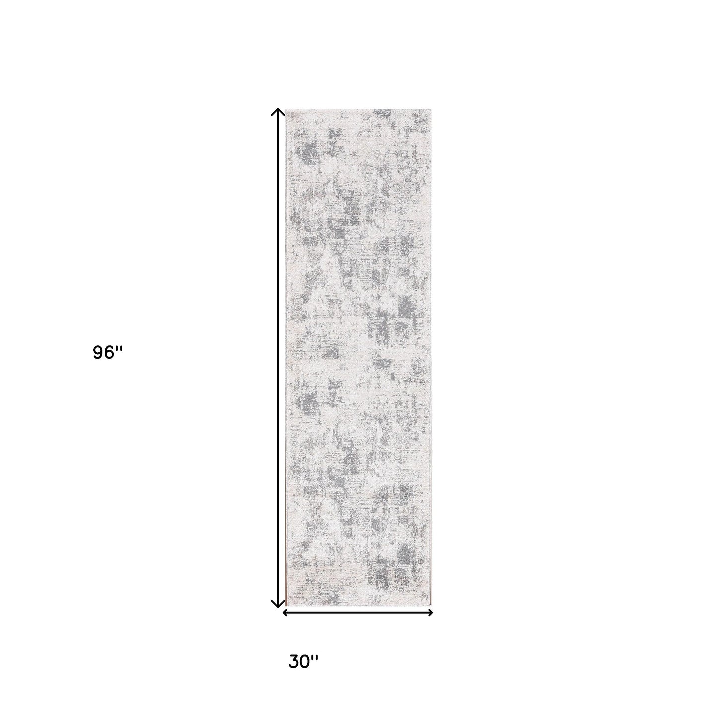 8' Gray and Beige Abstract Power Loom Runner Rug