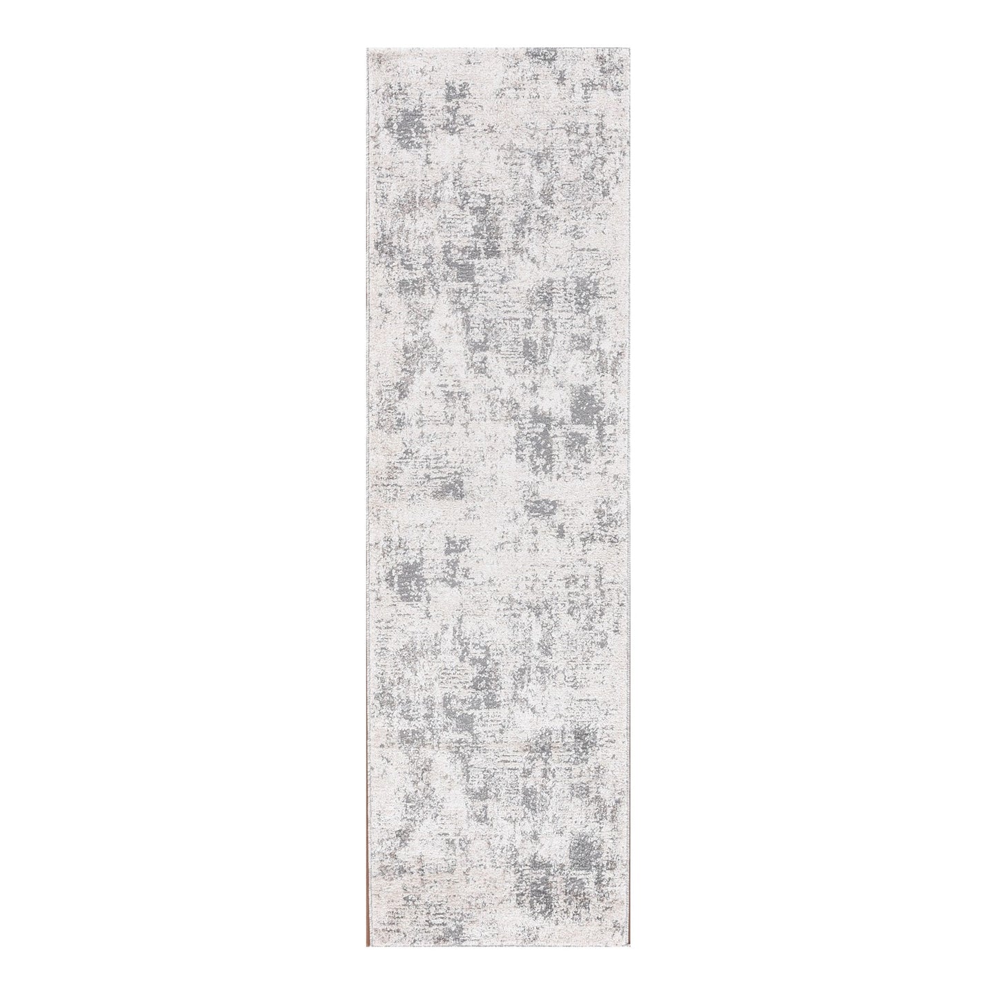 8' Gray and Beige Abstract Power Loom Runner Rug