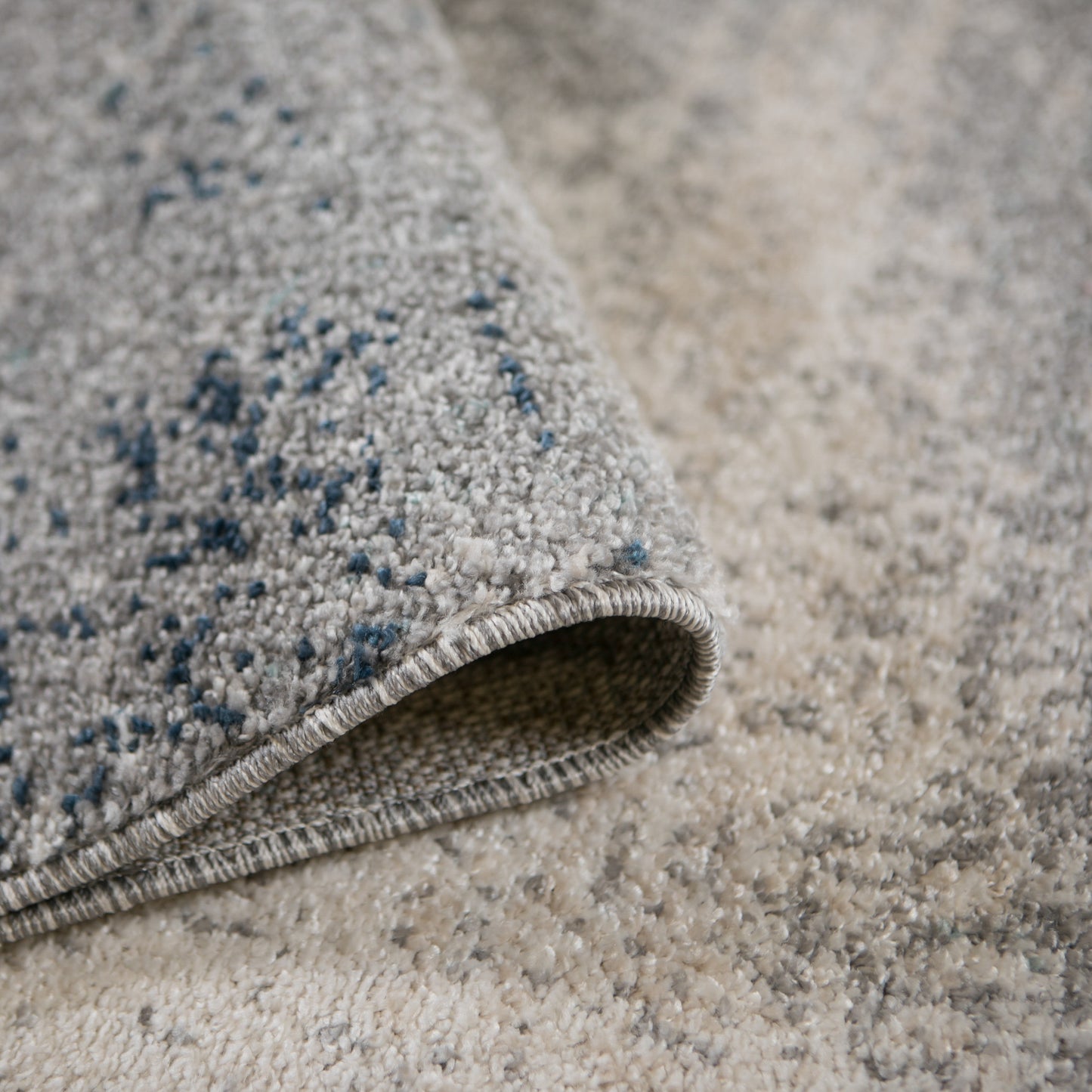 8' Blue and Gray Abstract Power Loom Runner Rug