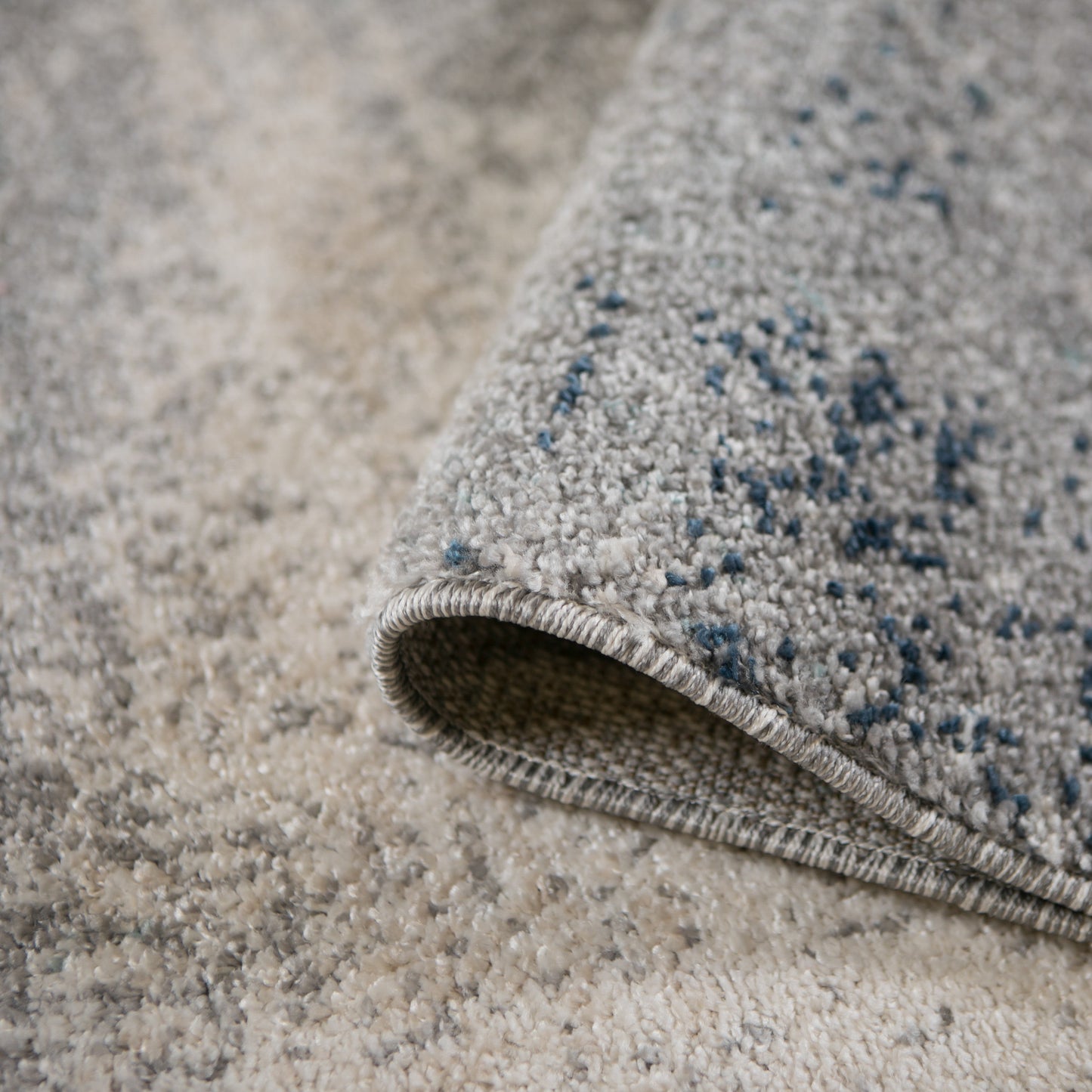 8' Blue and Gray Abstract Power Loom Runner Rug