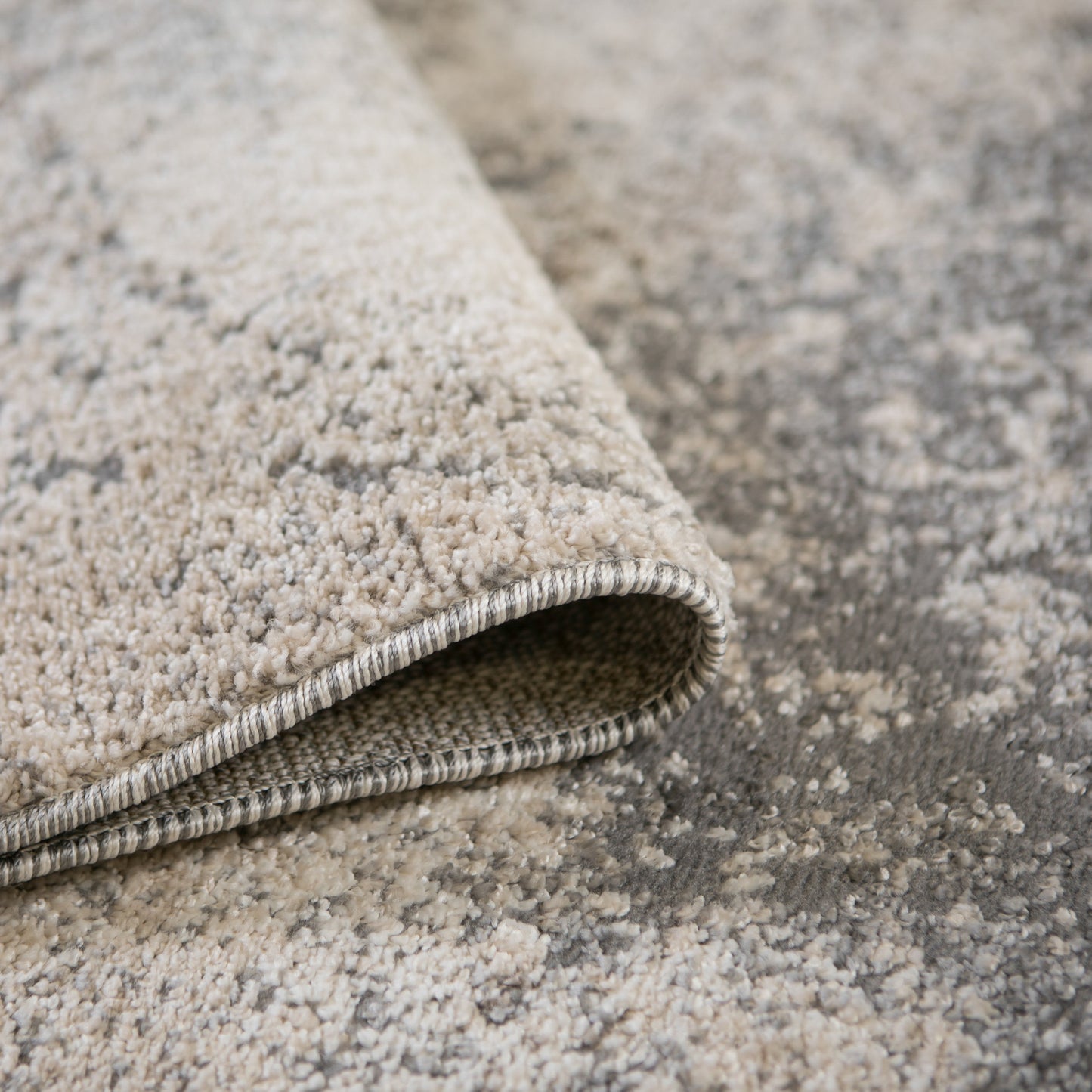 8' Gray and Beige Abstract Power Loom Runner Rug