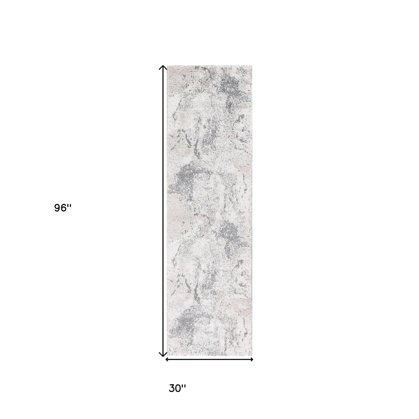 8' Gray and Beige Abstract Power Loom Runner Rug