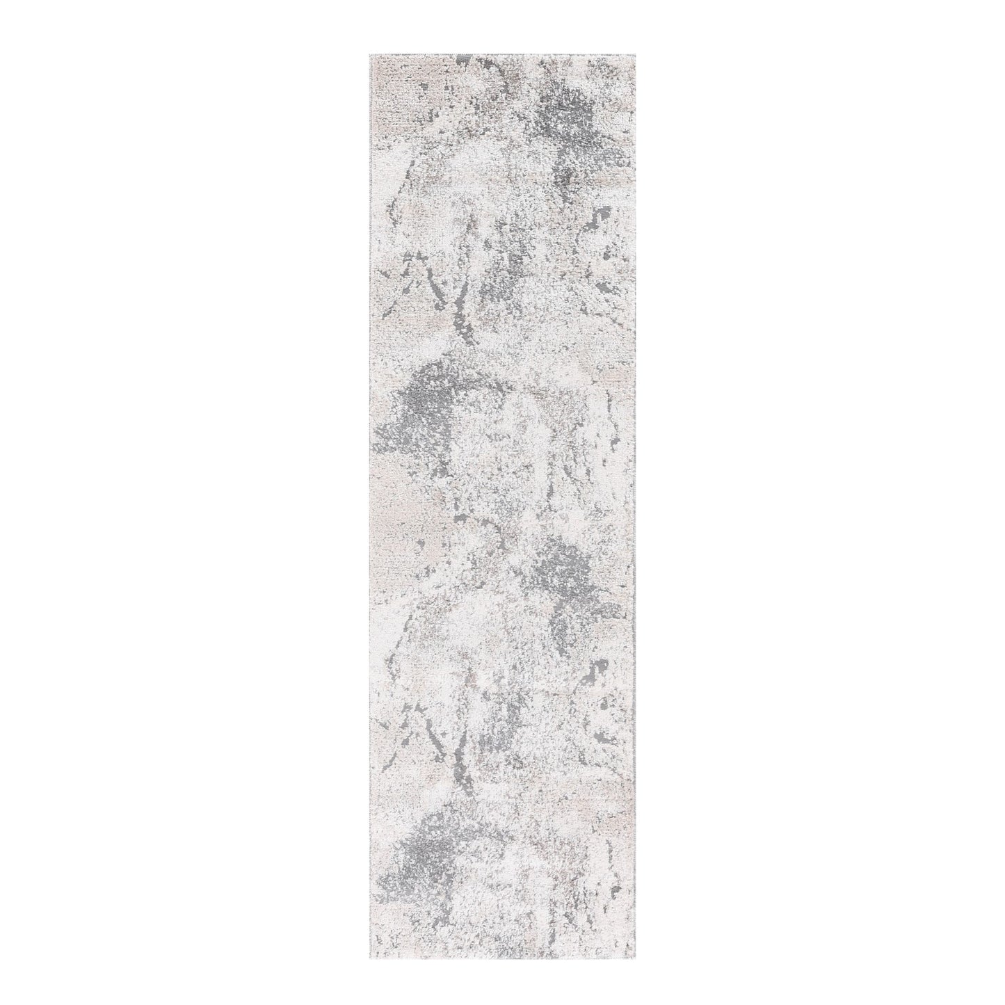 8' Gray and Beige Abstract Power Loom Runner Rug