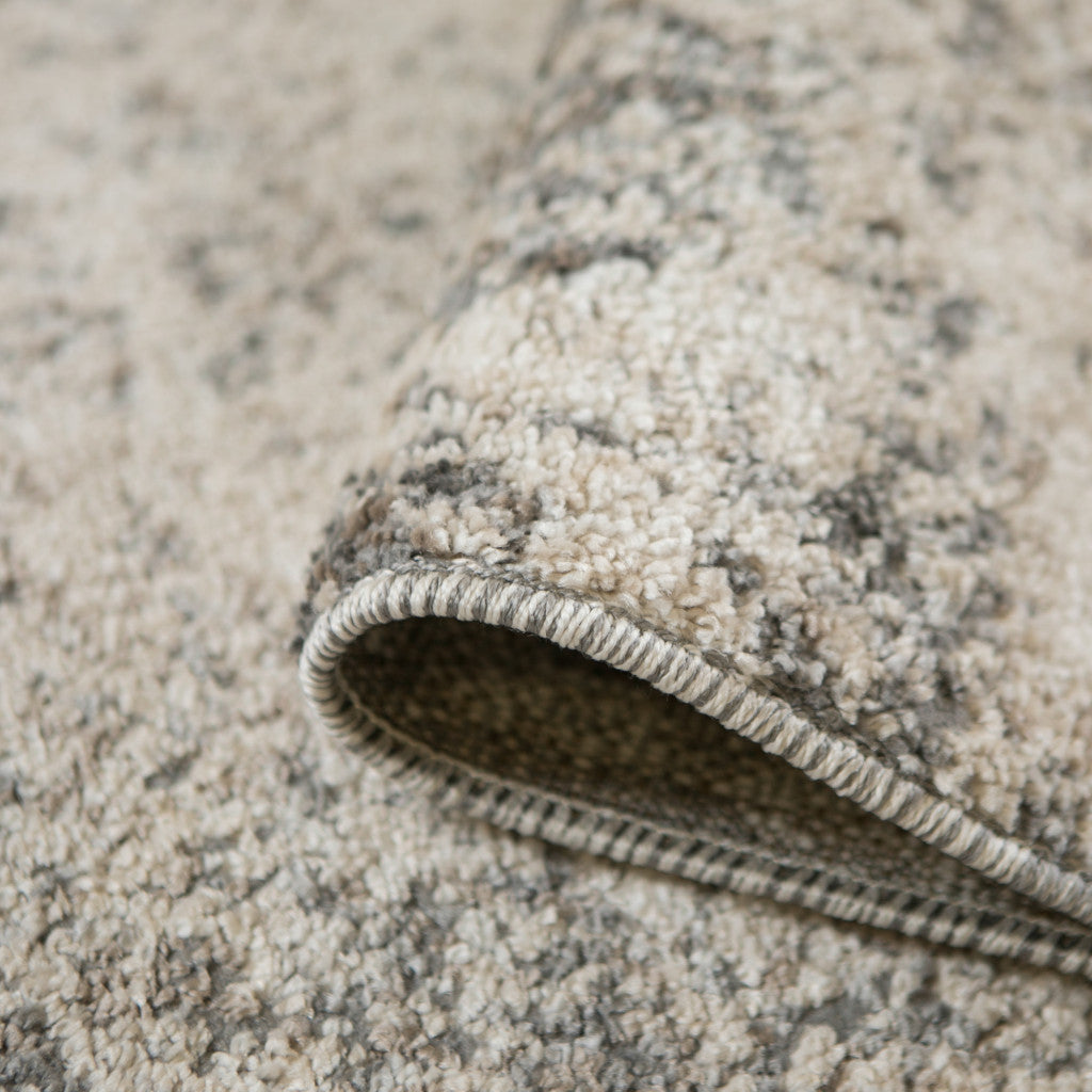 8' Gray and Beige Abstract Power Loom Runner Rug