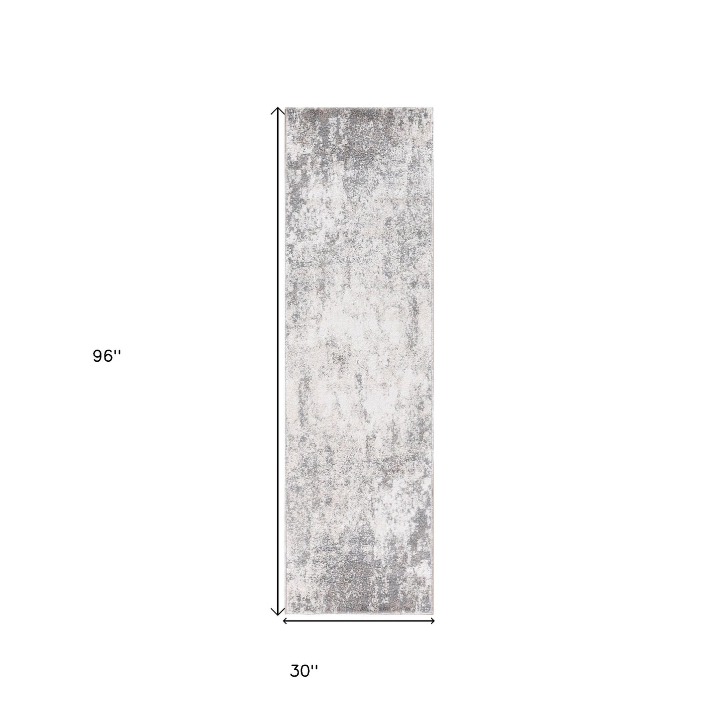 8' Gray and Beige Abstract Power Loom Runner Rug