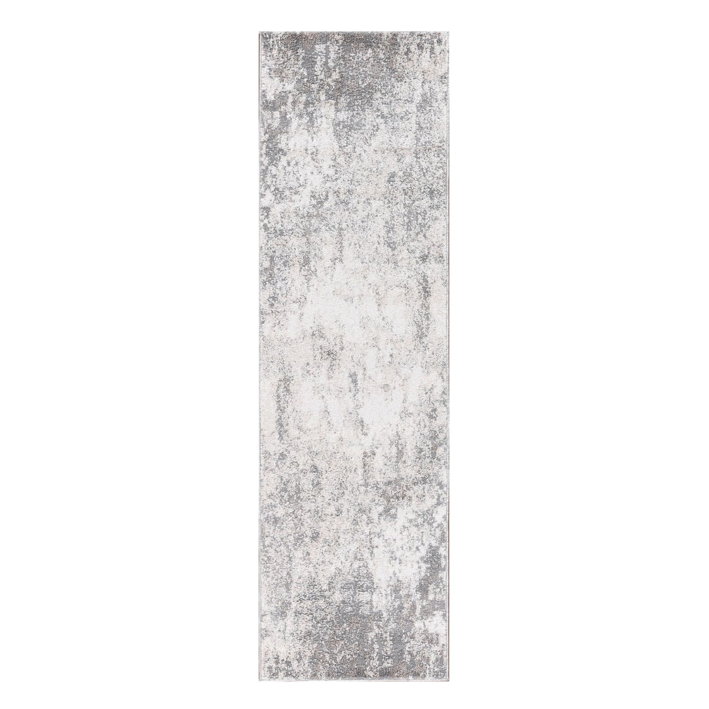 8' Gray and Beige Abstract Power Loom Runner Rug