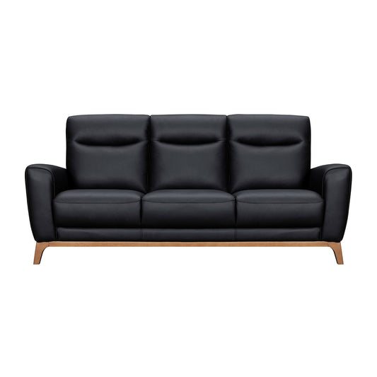 83" Black And Brown Leather Sofa