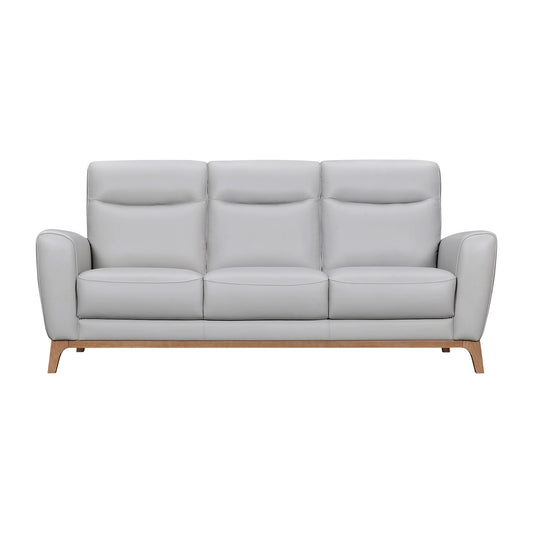 83" Gray And Brown Leather Sofa