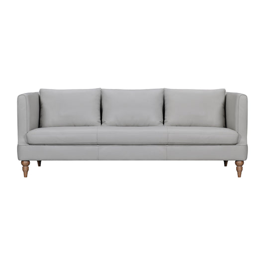 85" Gray And Brown Leather Sofa