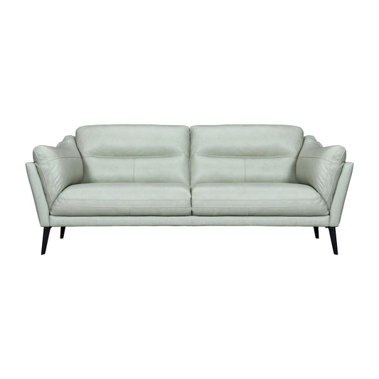 87" Mint Green And Black Leather Sofa