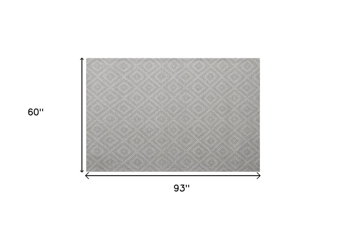 5' x 8' Gray and Ivory Geometric Hand Woven Non Skid Area Rug